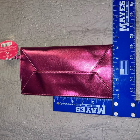 Pink Metallic Envelope Clutch Purse Wristlet y2k NYE - Picture 4 of 7